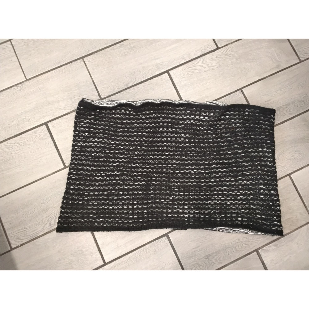 BCBGeneration Black Crochet Infinity Scarf – Lightweight Printed‎ Lining